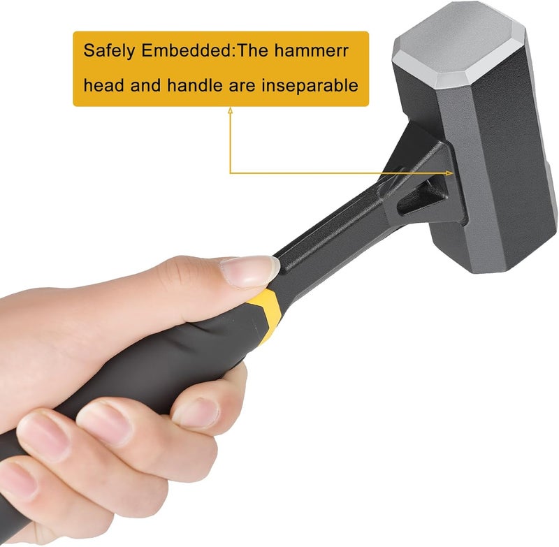 DESHIL 2lb Sledge Hammer - Heavy Duty Forged Forged One Piece Steel Construction with Fiberglass Handle, Perfect for Demolition, Construction, and Driving Stakes - Image 3